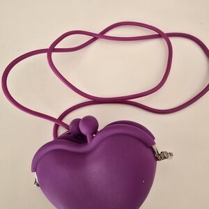 Purple Heart-Shaped Women's Tiny Silicone Crossbody Bag